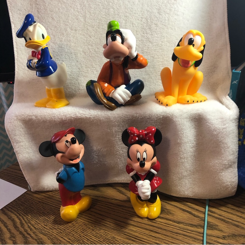 Disney 80’s rubber bath toys - Mickey Minnie Donald Goofy and Pluto - set of 5